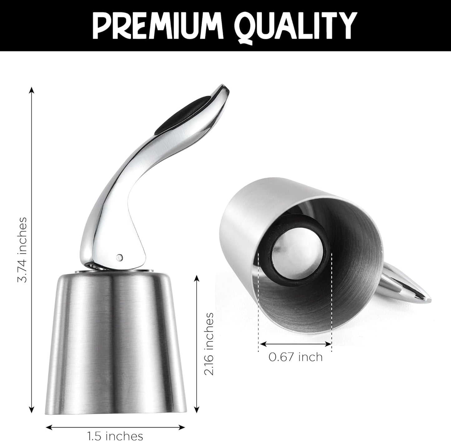 Stainless Steel Bottle Sealer & Wine Topper – Premium Wine Lover Gifts, Wine Gifts for Women and Men – Airtight Champagne Stopper for Sparkling Wine – Wine Essentials Gifts
