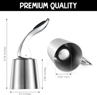 Stainless Steel Bottle Sealer & Wine Topper – Premium Wine Lover Gifts, Wine Gifts for Women and Men – Airtight Champagne Stopper for Sparkling Wine – Wine Essentials Gifts