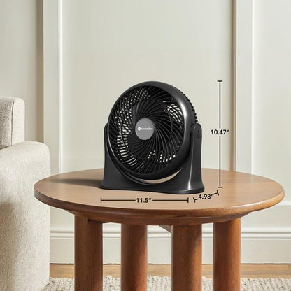 Comfort Zone 11-Inch High-Velocity Tabletop Air Circulator Fan – Quiet 3-Speed Personal Turbo Fan with 90° Adjustable Tilt & Carry Handle – Compact Desk Fan for Home, Office, or Bedroom – Black