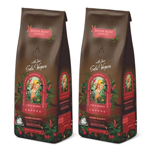 Dios Mio Coffee by Sofia Vergara, Dark Roast, Ground Premium Colombian Coffee, 12 Ounce Bag (Pack of 2)