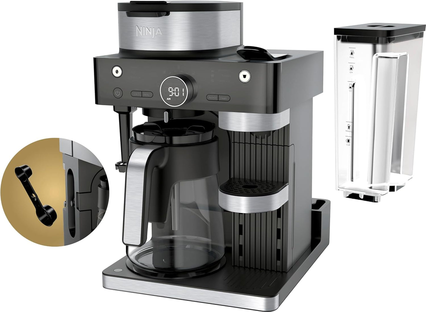 Ninja CFN602 Espresso & Coffee Barista System - Ristretto Function, Single-Serve & 12-Cup Carafe, Built-In Frother