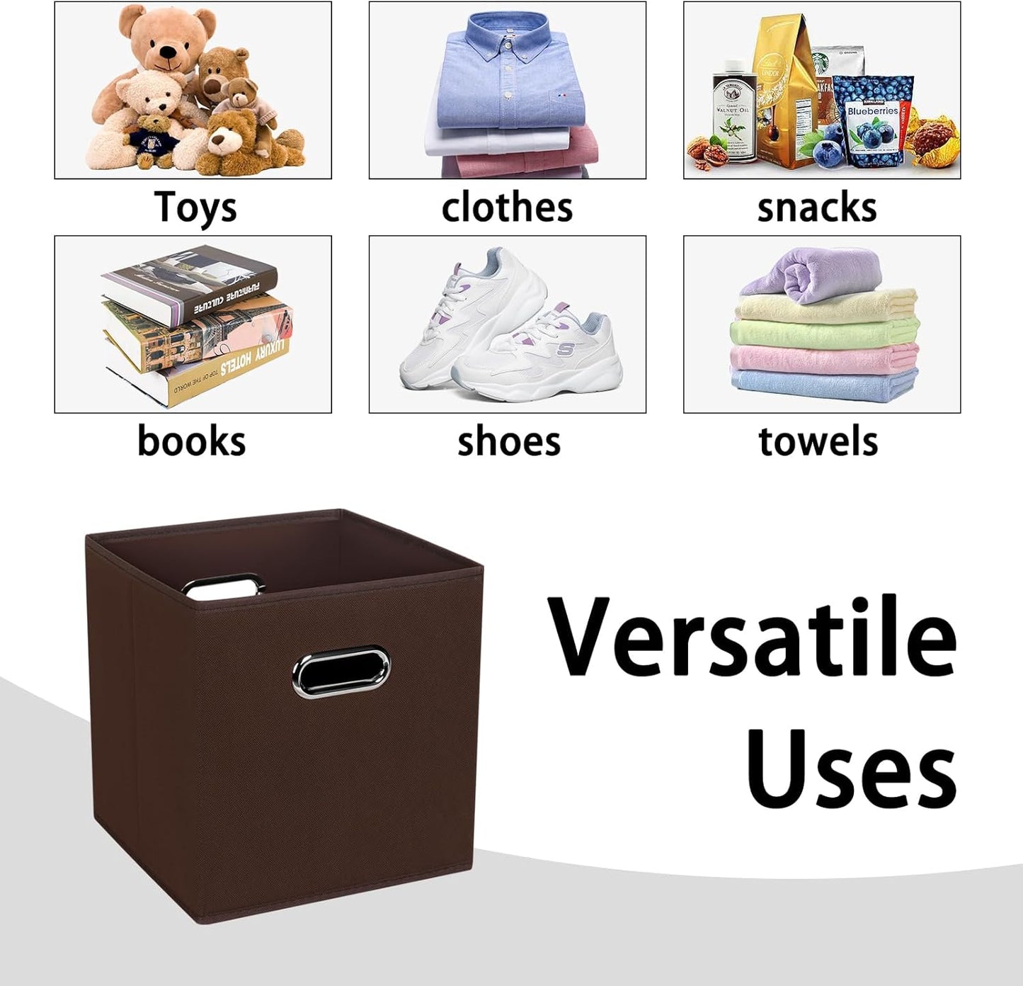 Skiennix Foldable Storage Cubes - Fabric Organizer Bins with Dual Handles for Home | Coffee Color