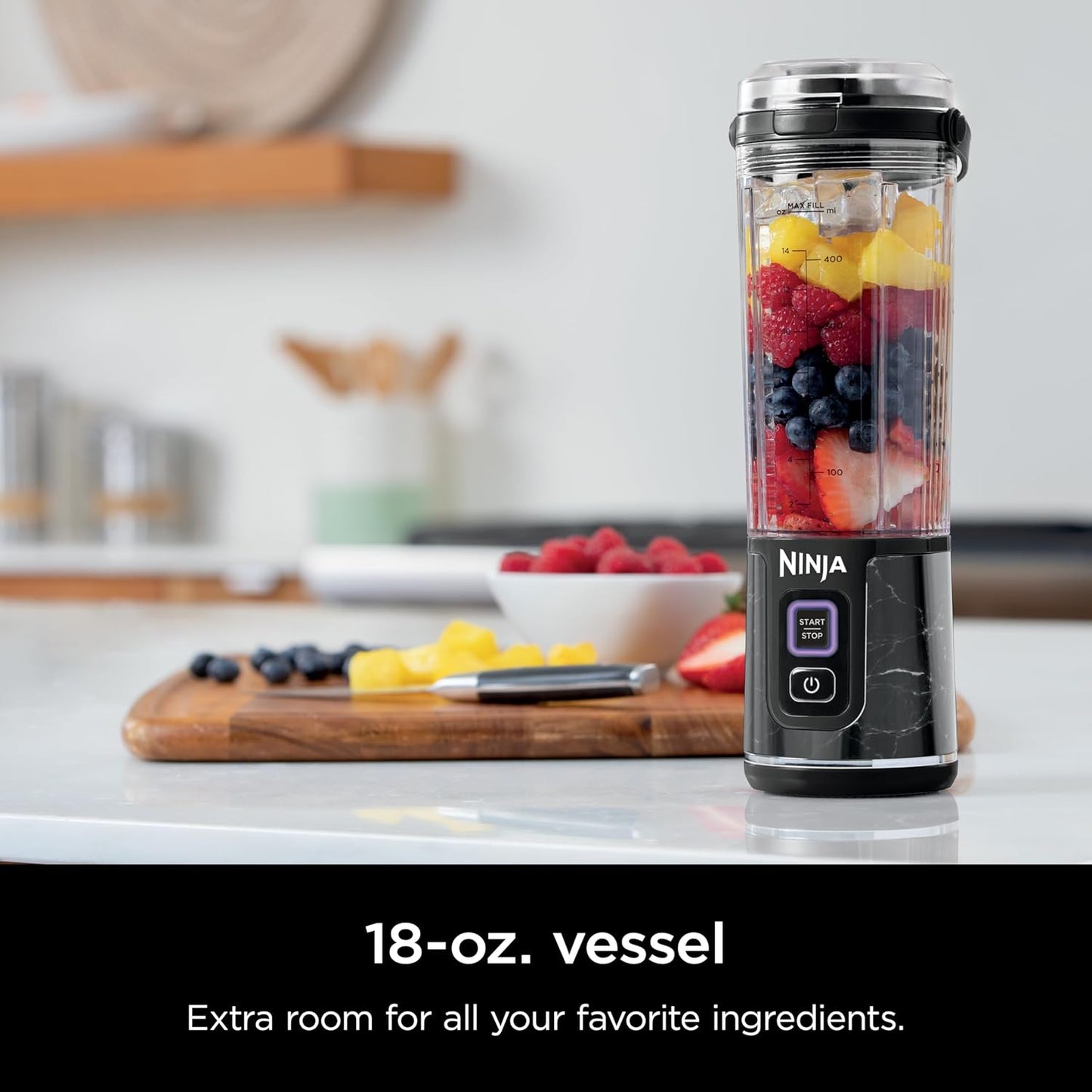 Ninja Blast Portable Blender - Cordless 18oz Personal Blender for Smoothies & Shakes | BPA Free, USB-C Rechargeable, Marble Black