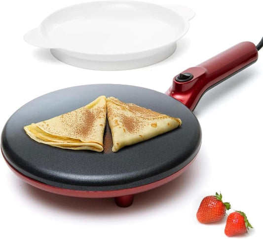 Moss & Stone Electric Crepe Maker - 8 Inch Nonstick Portable Hot Plate with Dual Temperature Control