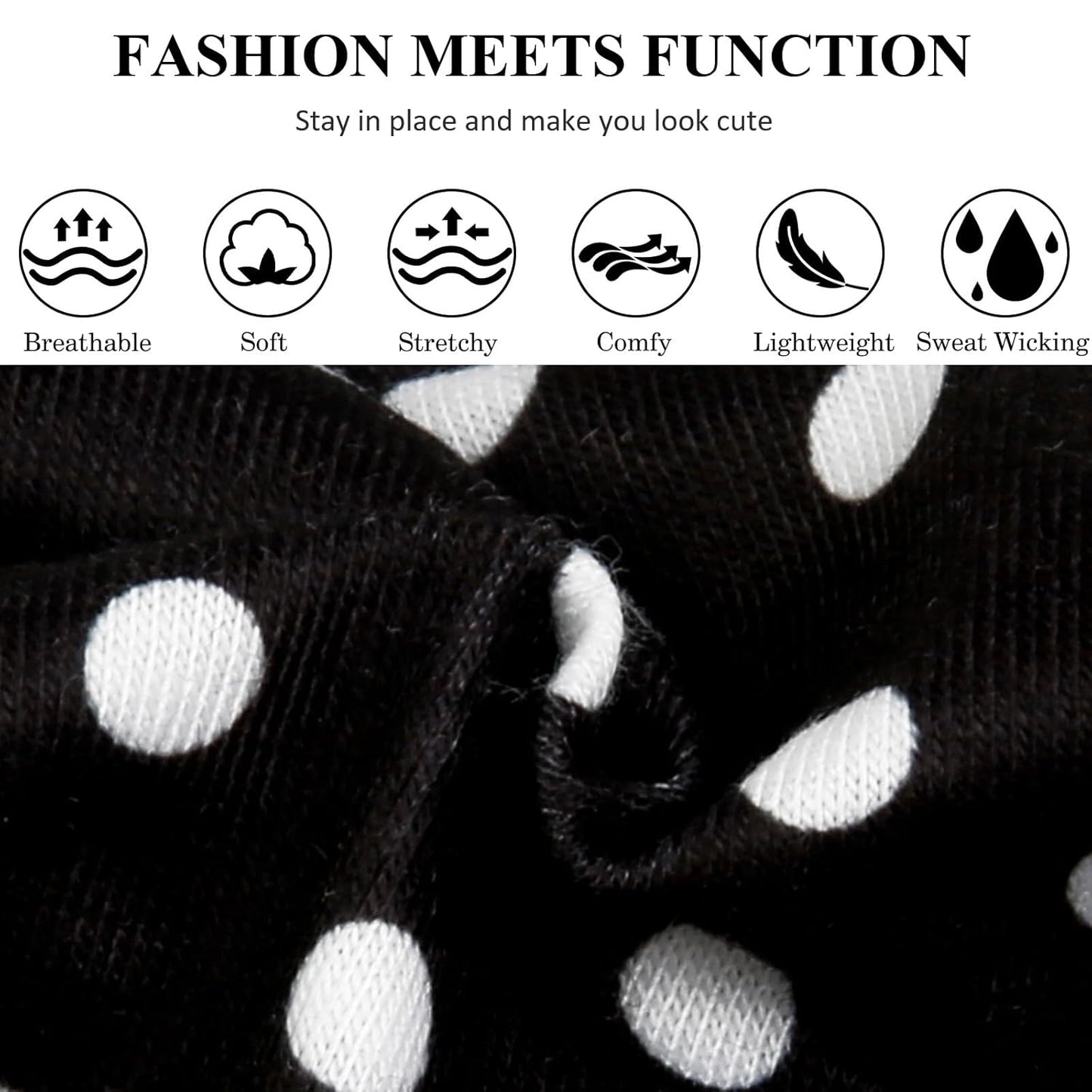TERSE Polka Dot Headbands for Women - Trendy Hair Accessories | 6PCS Cute Fashion Hairbands
