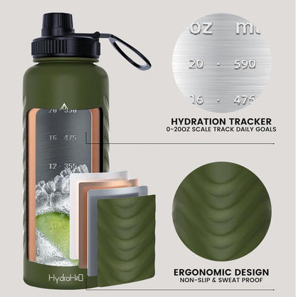 Skiennix 24oz Stainless Steel Insulated Water Bottle - 48H Cold & 24H Hot, Leak-Proof, BPA-Free | Green