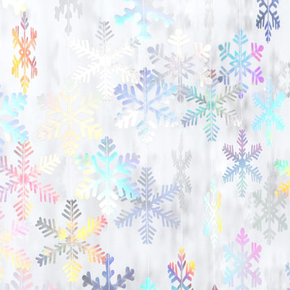 Panduola Iridescent Holographic Snowflake Garland - 6pcs Winter Wonderland Party Decorations