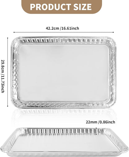 Skiennix Aluminum Disposable Cookie Sheets - 24 Pack | 16 x 11 Inch Baking & Roasting Pans