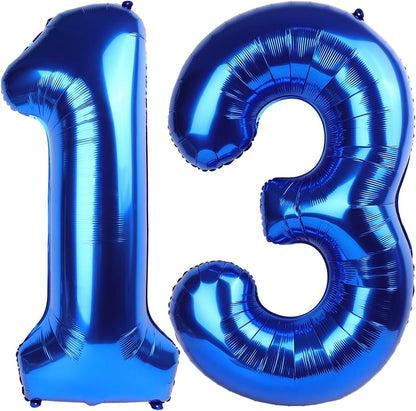 Number 13 Balloon by [Brand Name] - 40-Inch Navy Blue Birthday Decoration for 13th Year Celebration