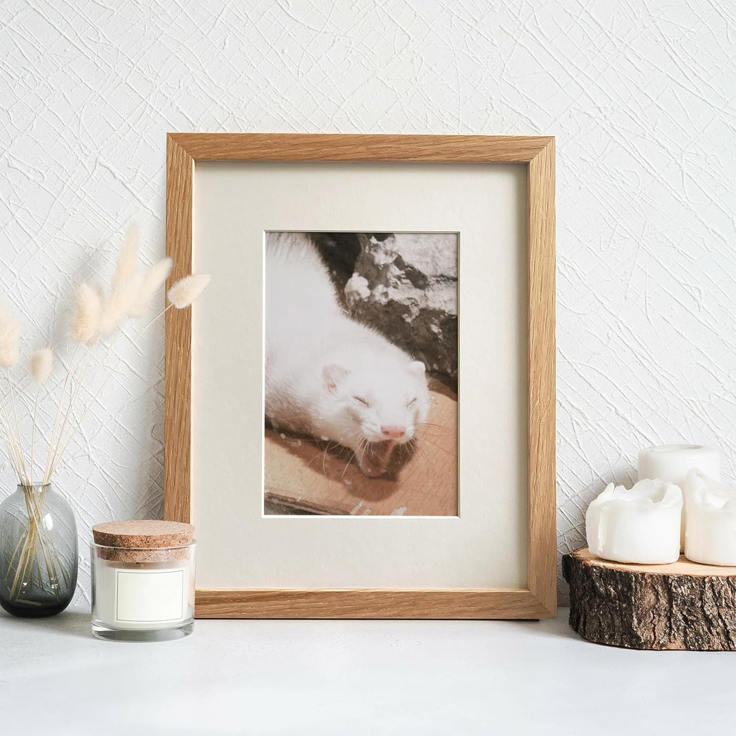 Solid Oak 8x10 Picture Frame by [Brand Name] - Elegant Photo Display with Mat for 5x7 Photos