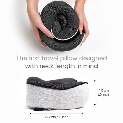 Proglobe Travel Neck Pillows for Airplanes, Sleeping Essentials for Long haul Flights, 360° Head Support, Car and Airplane Kit with 3D Contoured Eye Mask, Earplugs and Luxury Mesh Bag (Adult, Grey)