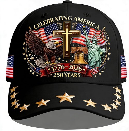 250th Anniversary USA Hat - Eagle Liberty Cross Design | Adjustable Baseball Cap for Men & Women