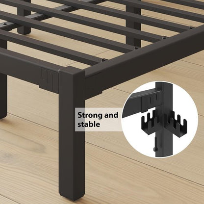 LoVinson Queen Size Bed Frame, Heavy Duty Platform Bed Frame with Strong Metal Foundation,Under Bed Storage,Mattress Foundation,No Box Spring Required,Easy Assembly, Black