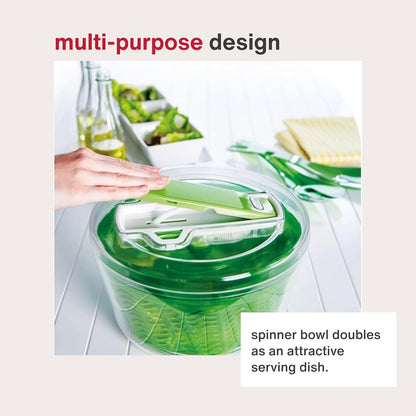 Zyliss Swift Dry Salad Spinner - Large Plastic Lettuce Washer & Dryer - Dishwasher Safe Green Colander
