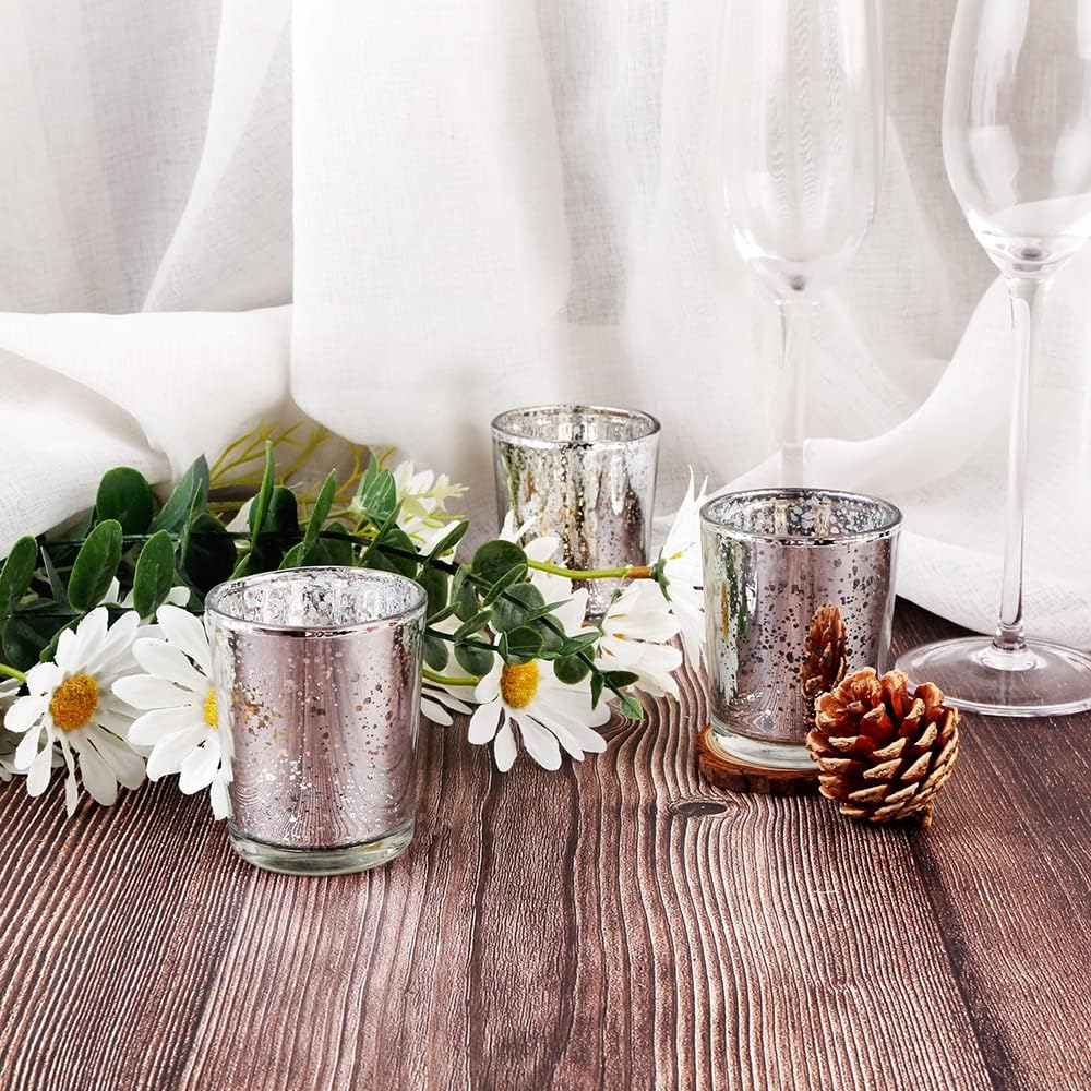 Silver Mercury Glass Tea Light Holders - Elegant Votive Candle Holders Set of 36 for Weddings & Home Decor | Perfect for Centerpieces & Parties