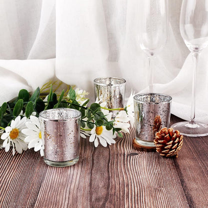 Silver Mercury Glass Tea Light Holders - Elegant Votive Candle Holders Set of 36 for Weddings & Home Decor | Perfect for Centerpieces & Parties