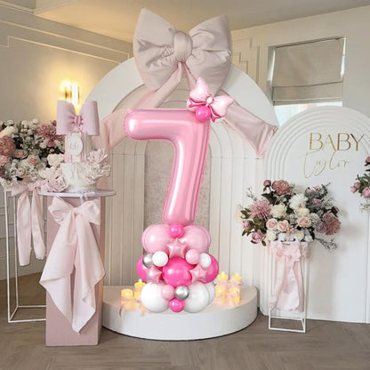 Pastel Pink Number 7 Balloon by [Brand Name] - 40 Inch Giant Foil Balloon for 7th Birthday Party