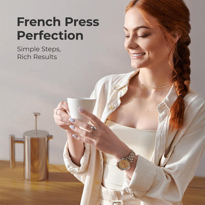 MuellerLiving French Press Coffee Maker - 20oz Stainless Steel, Double Insulated & Dishwasher Safe