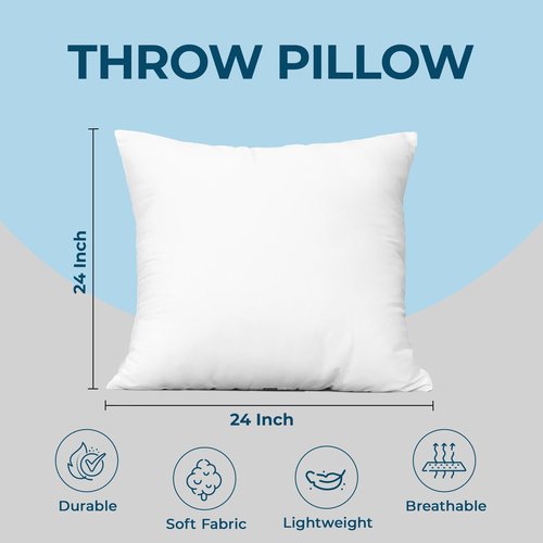 Utopia Bedding Throw Pillows (Set of 4, White) – 24 x 24 Inches Down Alternative Pillows for Bed, Sofa, and Couch - Fluffy Decorative Stuffer Pillow for Indoors & Outdoors