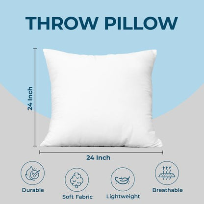 Utopia Bedding Throw Pillows (Set of 4, White) – 24 x 24 Inches Down Alternative Pillows for Bed, Sofa, and Couch - Fluffy Decorative Stuffer Pillow for Indoors & Outdoors
