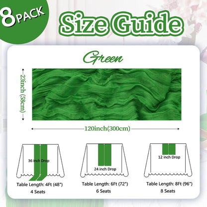 Skiennix 10ft Green Cheesecloth Table Runner - Rustic Boho Sheer for Easter & Spring Celebrations