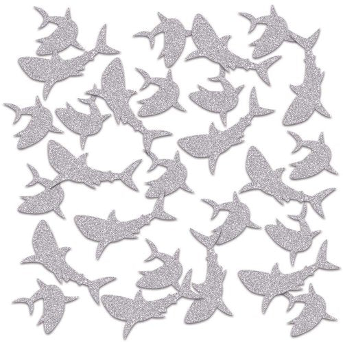 Silver Glittery Shark Confetti - 1 Pack