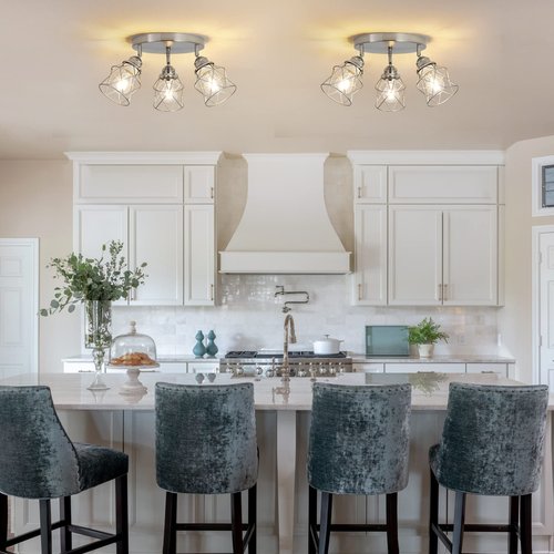 ABEAJAT Kitchen Light Fixtures - 3-Lights Multi-Directional Ceiling Lamp with E26 Base, Adjustable Flush Mount for Farmhouse Kitchen, Hallway, Dining Room, Entryway