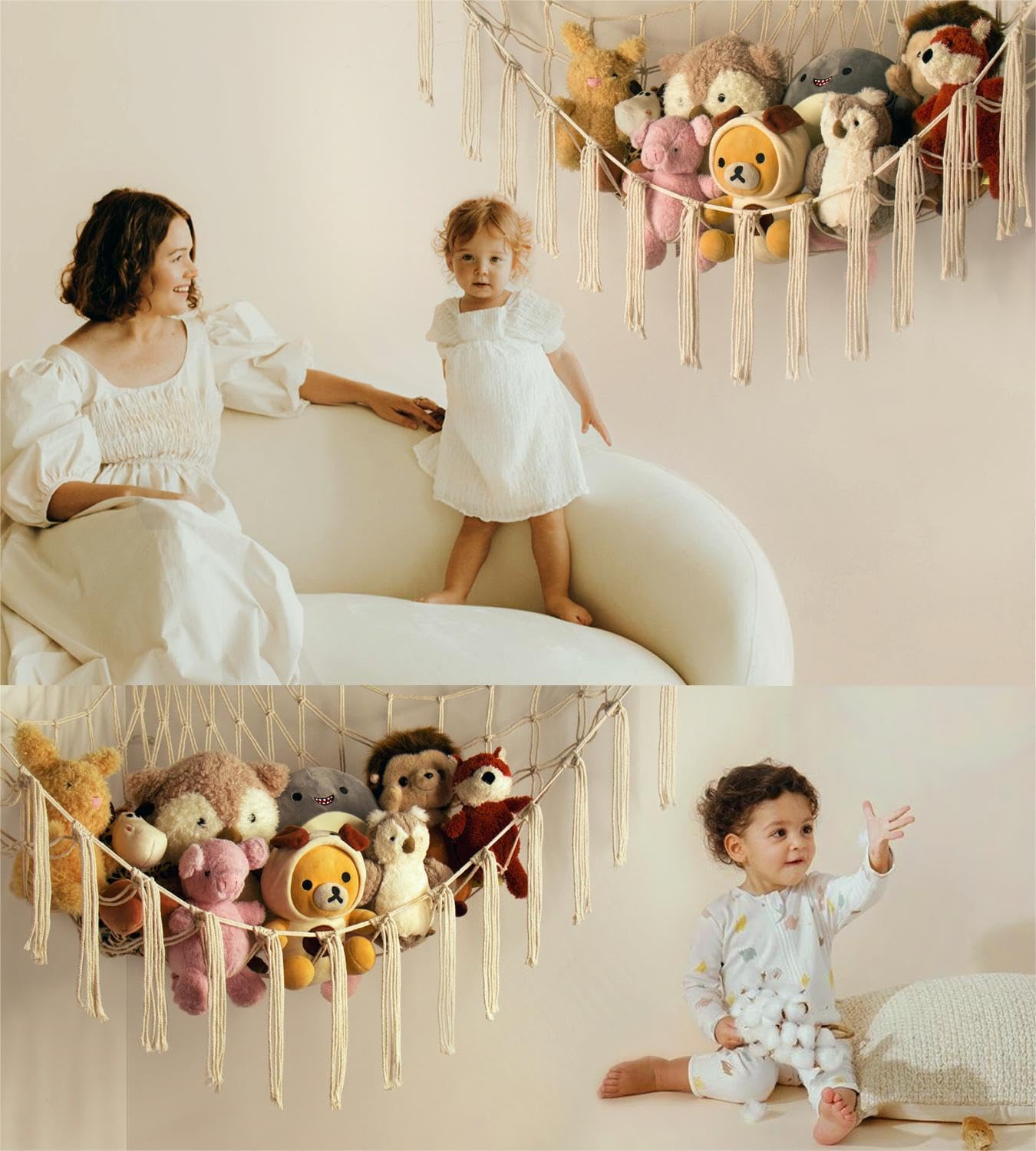 Mirolam Stuffed Animal Storage Hammock Net - Large Hanging Organizer for Baby Nursery Decor