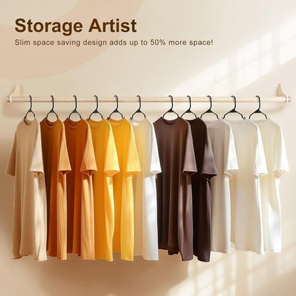 HOUSE DAY Premium Plastic Hangers - Heavy Duty Space-Saving Clothes Hangers | 10 Pack in Black