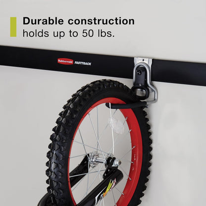 Rubbermaid FastTrack Vertical Bike Hook - Heavy-Duty Wall Mount for Garage Storage | Holds Up to 50 Pounds