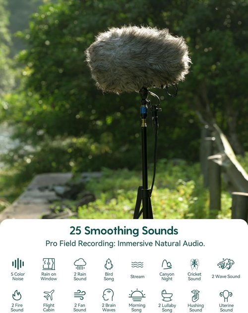 Babelio White Noise Sound Machine - Pocket Mini Pro | 1000mAh Battery, 25 Non-Looping Sounds, Timer & Memory Function, Travel Essential