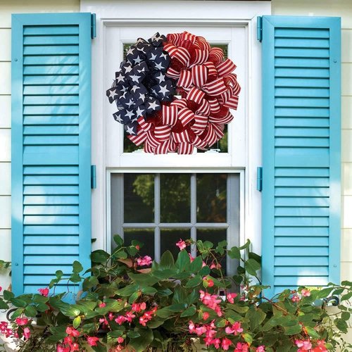 250th Anniversary Wreaths - Red, White & Blue Front Door Decor for 4th of July Celebrations