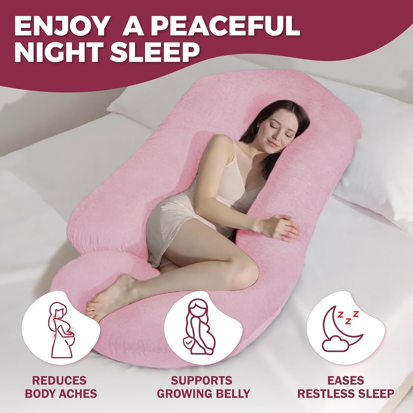PILLANI Pregnancy Pillow - V C U Shaped 57-Inch Full Body Support for Maternity Comfort & Cooling