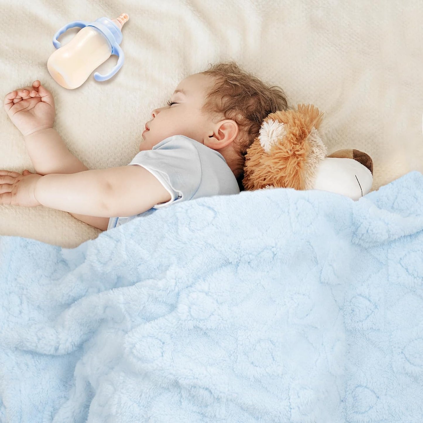 Skiennix Ultra Soft Fleece Baby Blanket - Lightweight & Breathable Nursery Nap Blanket | 30"x40" Blue Heart Checkered