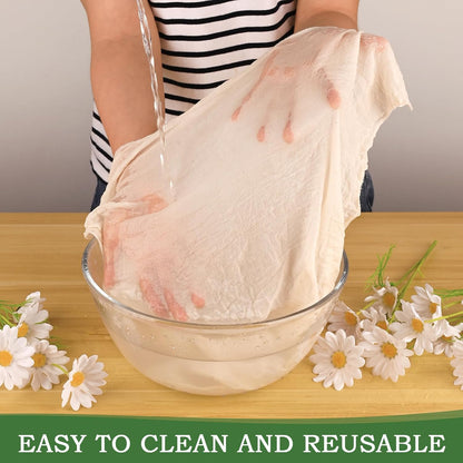 WMKGG Reusable Unbleached Cotton Cheese Cloth - 20x20 Inch, Grade 100, Precut for Straining & Cooking