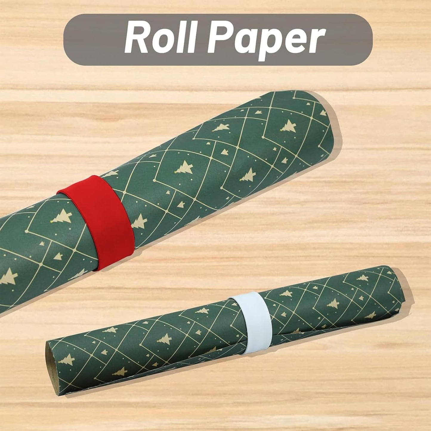 REDANHA Wrapping Paper Holder - 12 Silicone Covered Metal Strips for Gift Storage | Red, White, Green