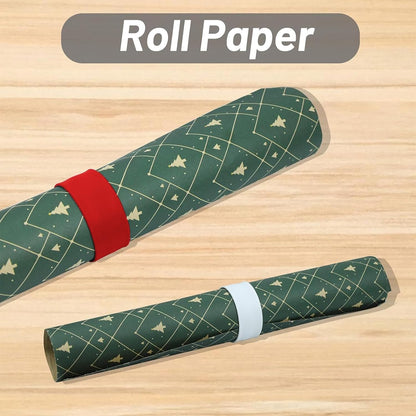 REDANHA Wrapping Paper Holder - 12 Silicone Covered Metal Strips for Gift Storage | Red, White, Green
