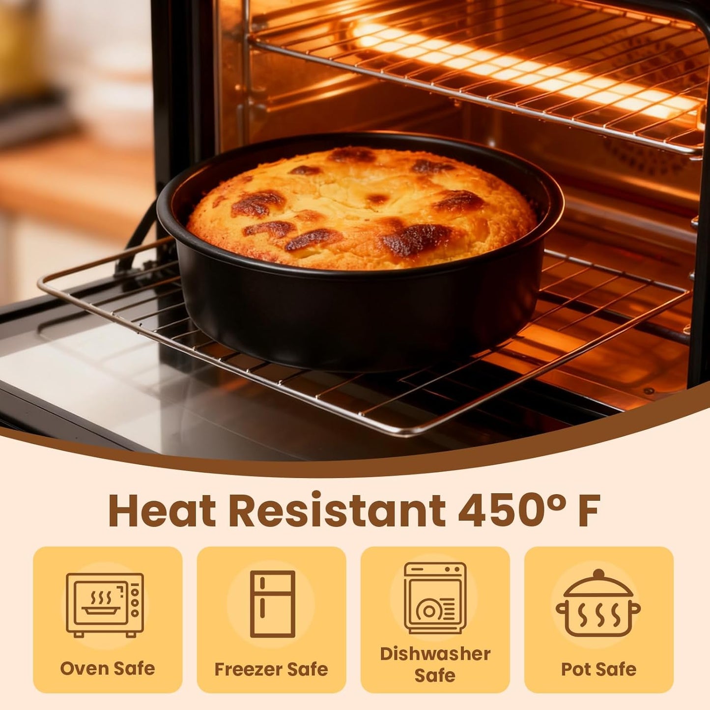 Nonstick Carbon Steel Cake Pan Set by [Brand Name] - 9 Inch Round Baking Pans with 80 PCS Parchment Paper | Dishwasher Safe & Durable for Layer Cakes