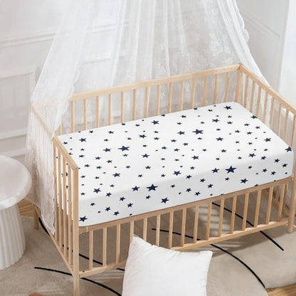 Streeyiu Stars Baby Crib Sheets for Boys Girls Navy Blue Star Fitted Crib Sheet for Standard Crib and Toddler Mattress Cute Baby Mattress Sheets Toddler Bed Sheet 52x28x8 in