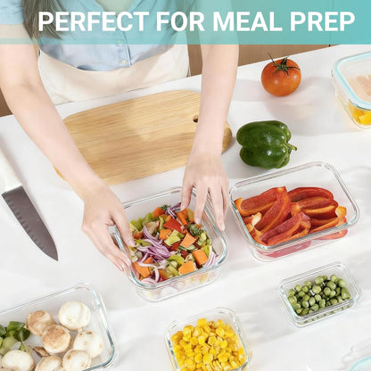 UNITED FLAMES 8-Piece Glass Food Storage Containers - Airtight, Leak-Proof Meal Prep Set | Oven, Microwave & Freezer Safe