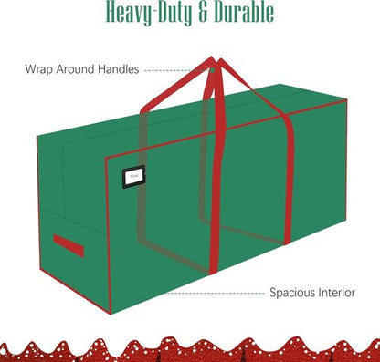 Cosy Family Christmas Tree Storage Bag - Durable 7.5 ft Heavy Duty Extra Large with Reinforced Handles & Dual Zippers - Green