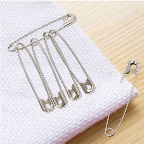 HHHAZ 3Inch Extra Large Safety Pins - 100Pcs Heavy Duty Silver Nickel-Plated Steel - Bulk for Sewing, Crafts, Clothing, Decor & Clips