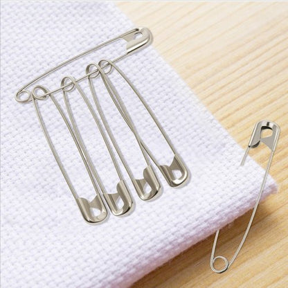 HHHAZ 3Inch Extra Large Safety Pins - 100Pcs Heavy Duty Silver Nickel-Plated Steel - Bulk for Sewing, Crafts, Clothing, Decor & Clips