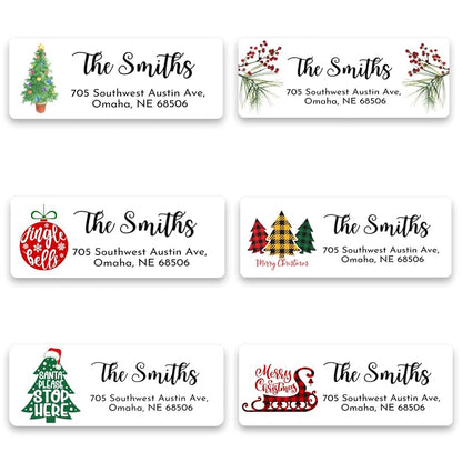 Personalized Christmas Return Address Labels, Set of 120 Self-Adhesive Name Stickers