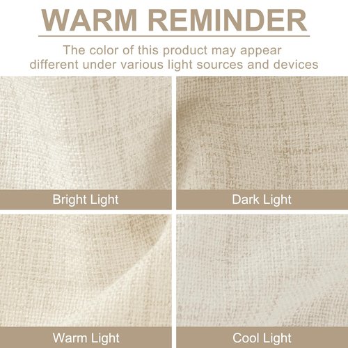 100% Blackout Shield Linen Blackout Curtains for Bedroom 80 Inches Long,Back Tab/Rod Pocket Living Room Drapes,Thermal Insulated Textured Blackout Curtains 2 Panels Set,50" W x 80" L,Light Cream