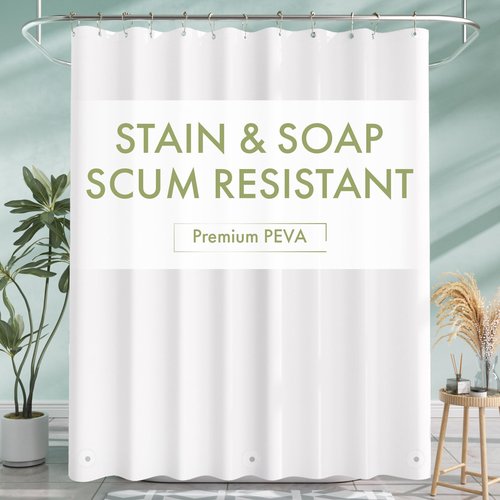 AmazerBath Extra Long Shower Curtain Liner, White Shower Curtain Liner 84 Inches Long, 72x84 Plastic White Shower Liner, Cute Bathroom Shower Curtain Liners, PEVA Tall Shower Liner with 3 Magnets