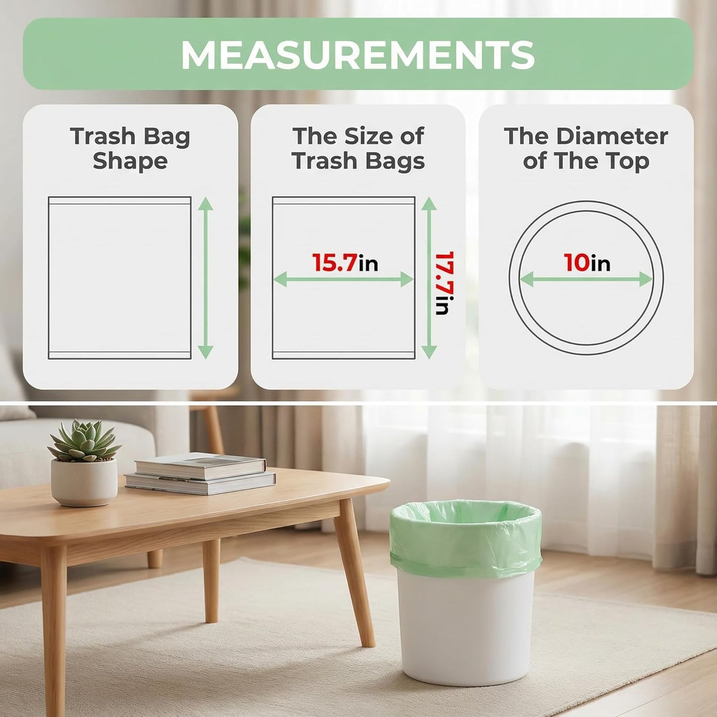 YHEEL Small Trash Bags - 1.2 Gallon Unscented Leak-Proof Liners for Office & Bedroom | 150 Count