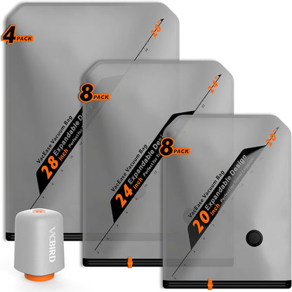Vacbird Rechargeable Wireless Pump Travel Storage Bags - 20 Pack Space Saver for Clothes & Blankets