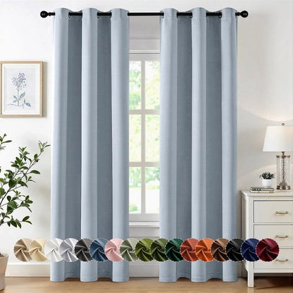 MIULEE Light Blue Blackout Curtains for Bedroom Living Room 84 Inches Long 2 Panels, Thermal Insulated Room Darkening Drapes Solid Grommet Noise Reduction Light Blocking Window Treatments 40x84 Inch
