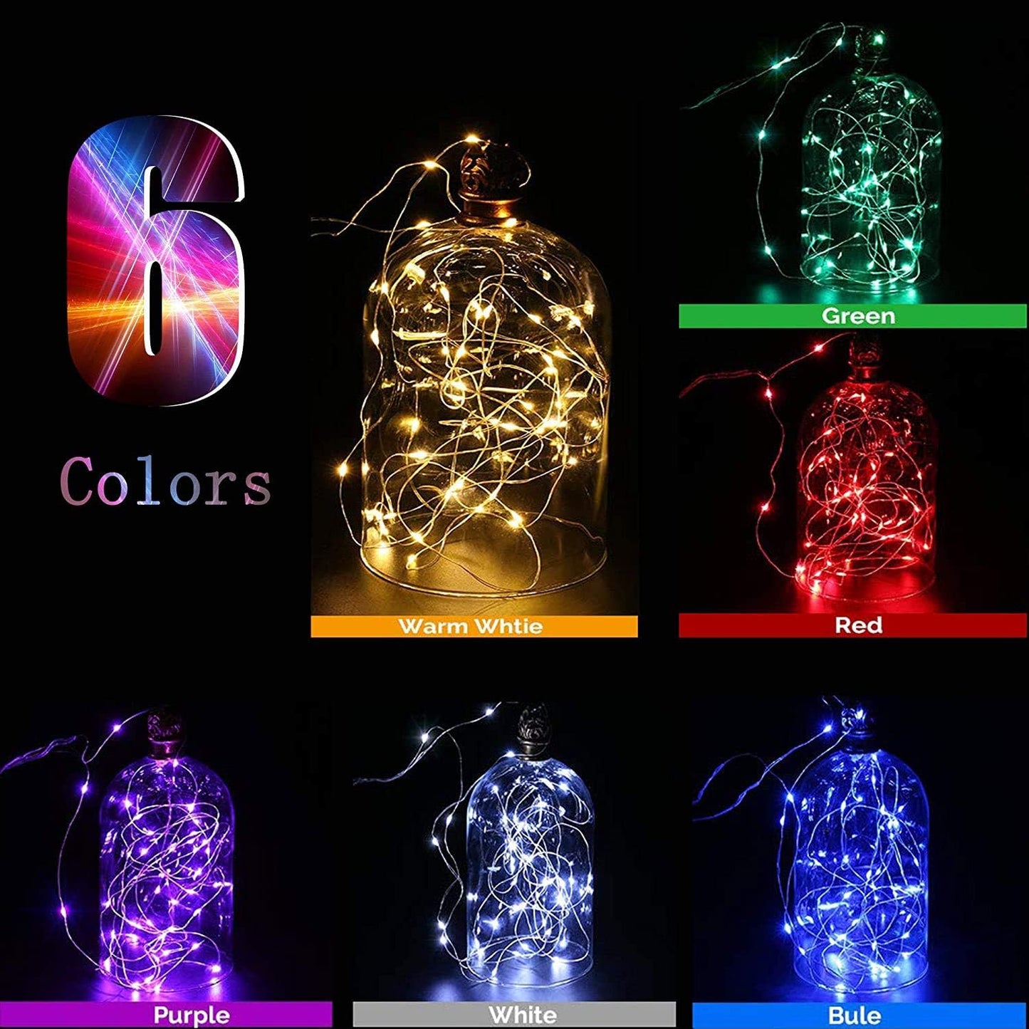VOOKRY Fairy Lights - 12 Pack Battery Operated Mini Starry String Lights | 30 LEDs, 10 ft Silvery Copper Wire for Weddings, Parties, and Christmas Decor
